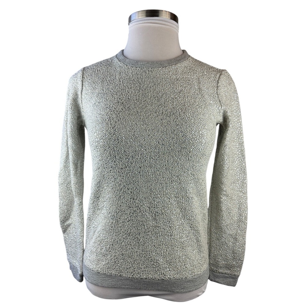 New Anthropologie x Dolan Left Coast Shine Sweater Silver Textured Pullover XS - Picture 2 of 16